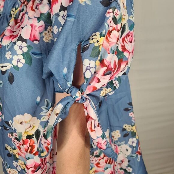 AlvaQ Off The Shoulder Blue Floral Top - Picture 7 of 8